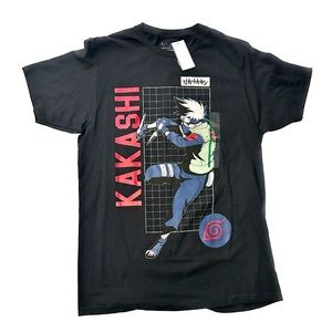Naruto Shippuden Kakashi Black Graphic T-Shirt Men’s Medium